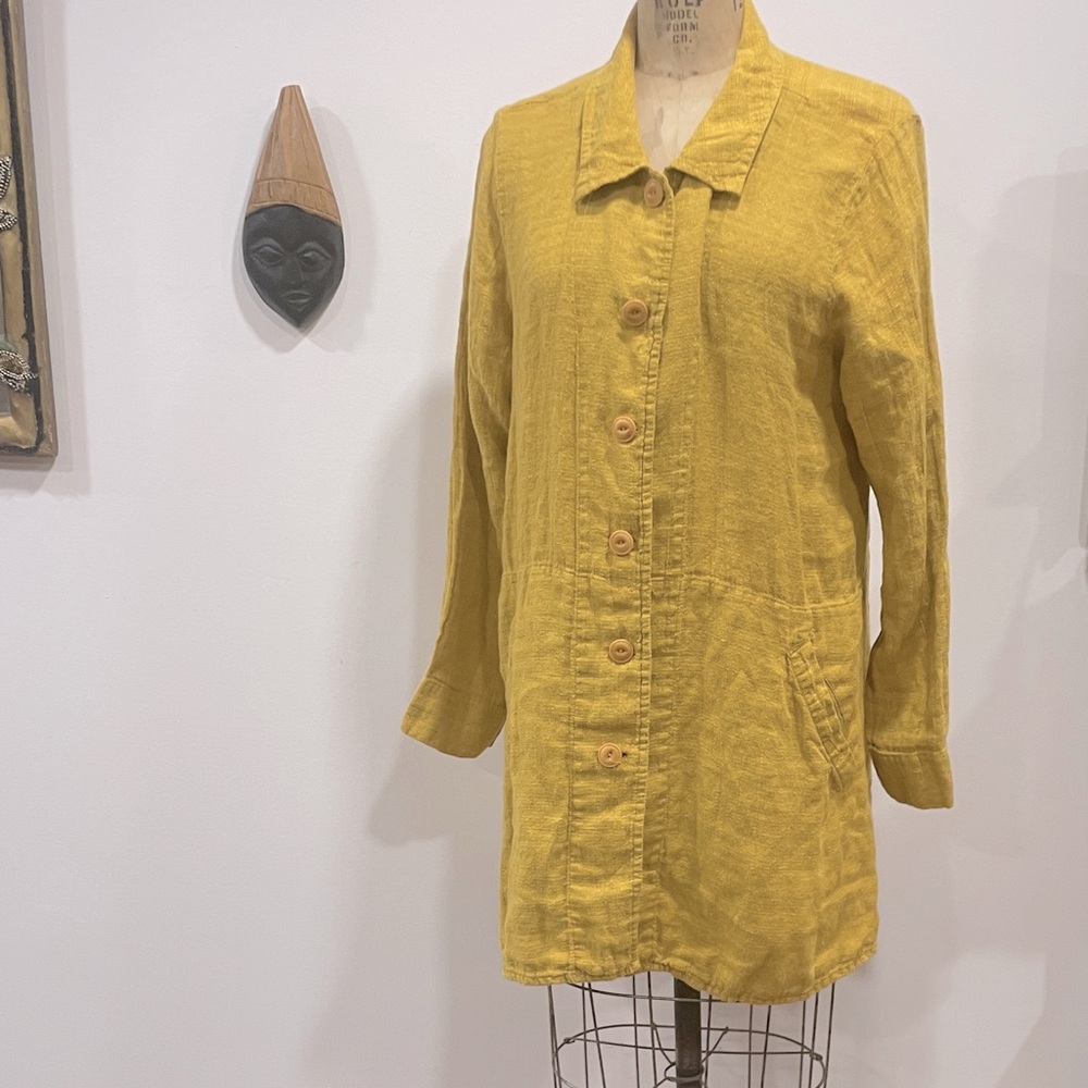 Marigold FLAX linen jacket/tunic/shirt Size LARGE